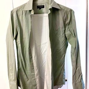 Banana Republic tailored stretch, green casual button-down shirt.